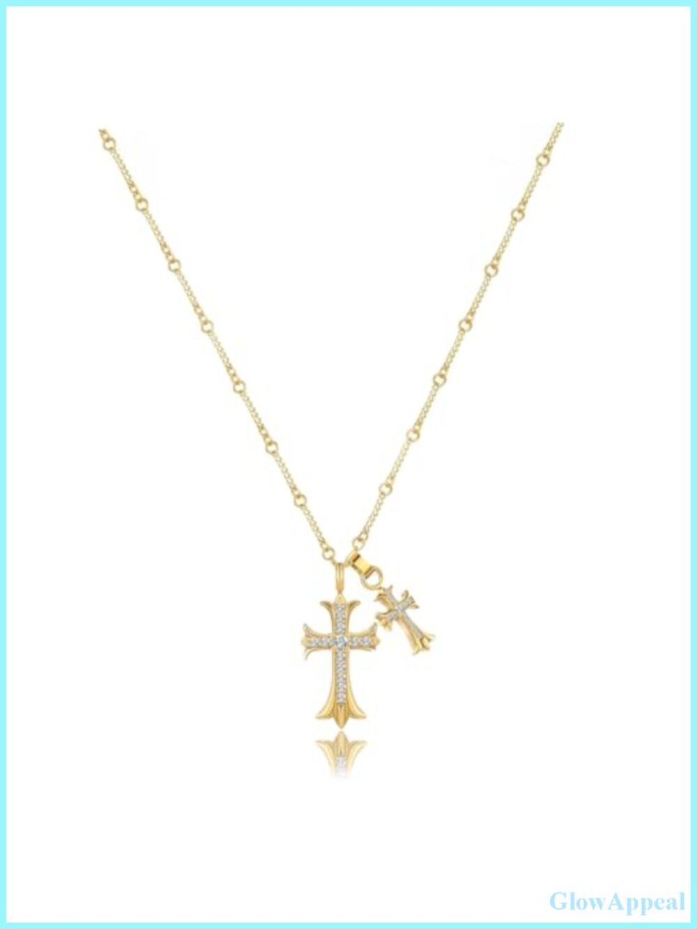 14k Gold Plated Cross Necklace Diamond Pendant Men Women